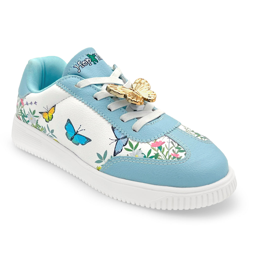 WonderWalk Butterfly Garden Modified Lace-Up & Hook Loop Closure Casual Sneakers Shoes-Light/Sky Blue - Hopits