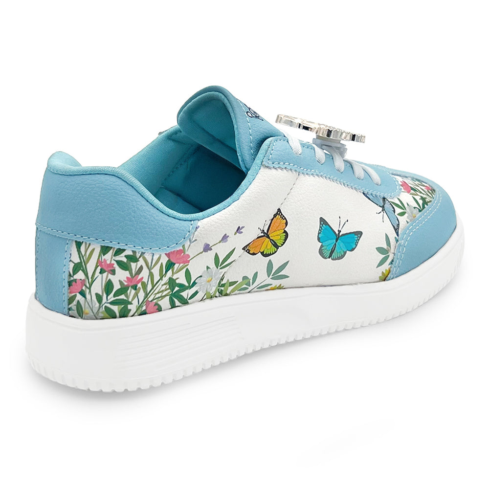 WonderWalk Butterfly Garden Modified Lace-Up & Hook Loop Closure Casual Sneakers Shoes-Light/Sky Blue - Hopits