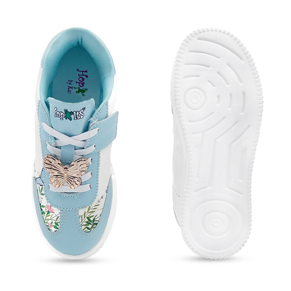 WonderWalk Butterfly Garden Modified Lace-Up & Hook Loop Closure Casual Sneakers Shoes-Light/Sky Blue - Hopits