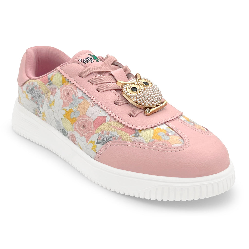 WonderWalk Peachy Owl Modified Lace-Up & Hook Loop Closure Casual Sneakers Shoes-Peach - Hopits