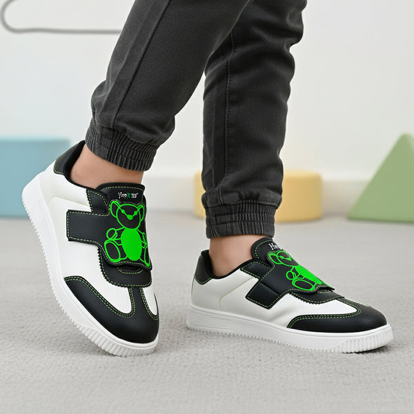 WonderWalk Boys Black Teddy Sneakers