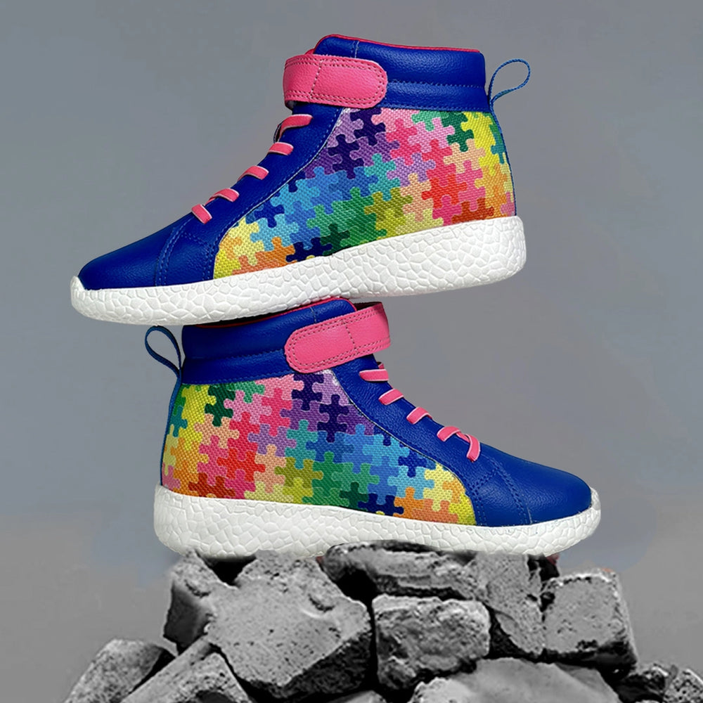 Rise Kids Blue Puzzle High-Top Sneakers