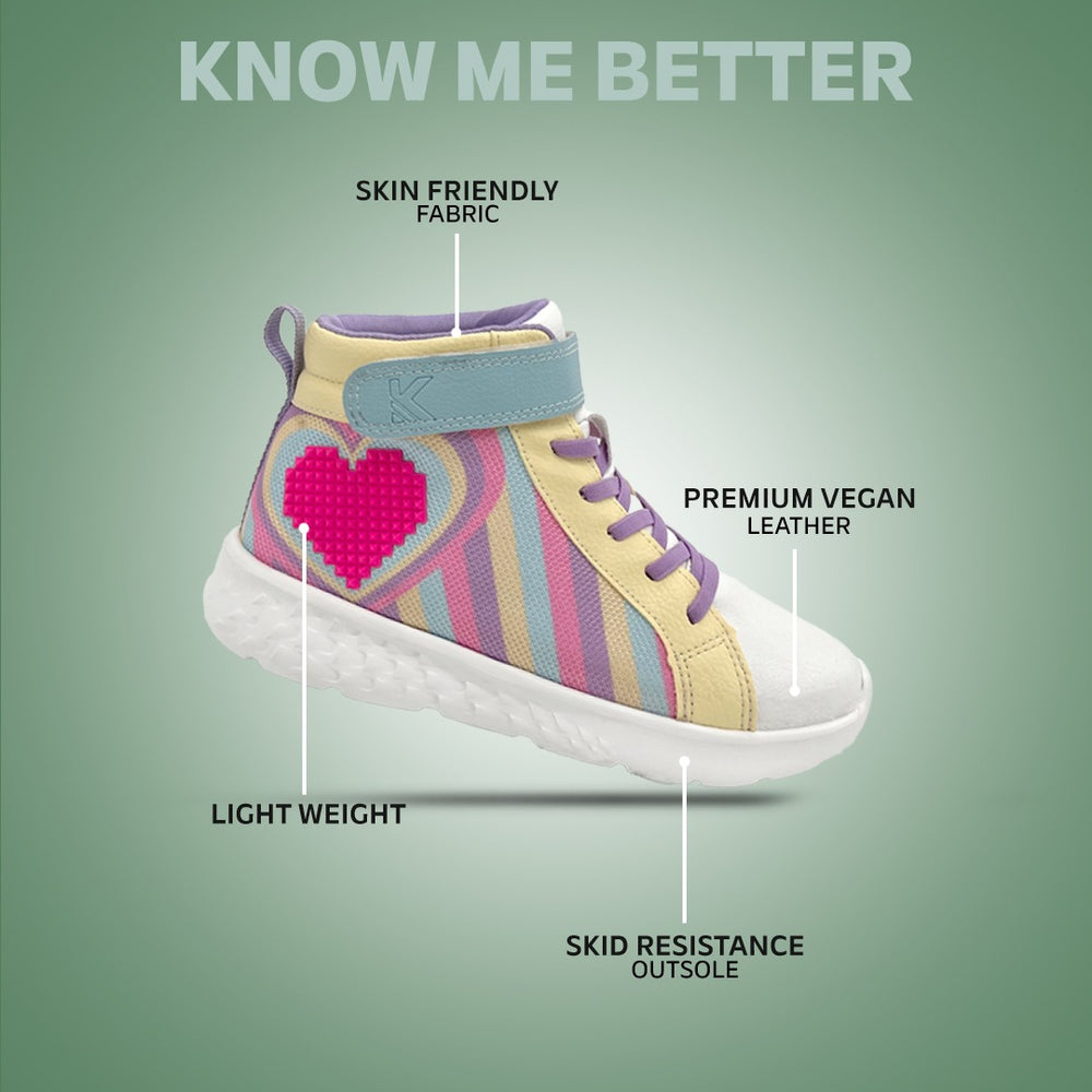 Rise Girls Pink Heart Ankle Length Shoes Sneakers - Hopits