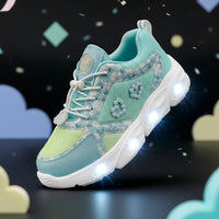 GlowGetters Girls Floral Print LED Sneakers