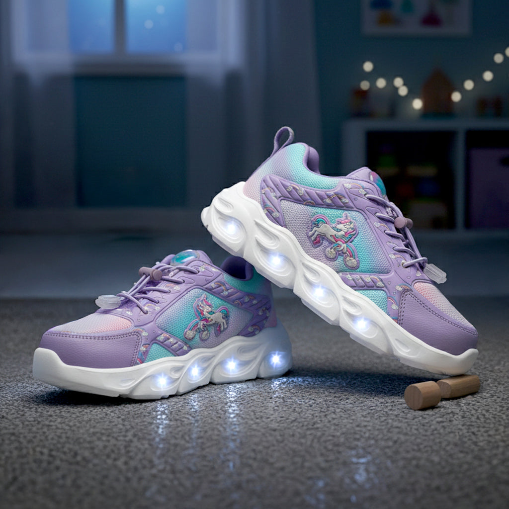GlowGetters-Girls Unicorn Print Sneakers