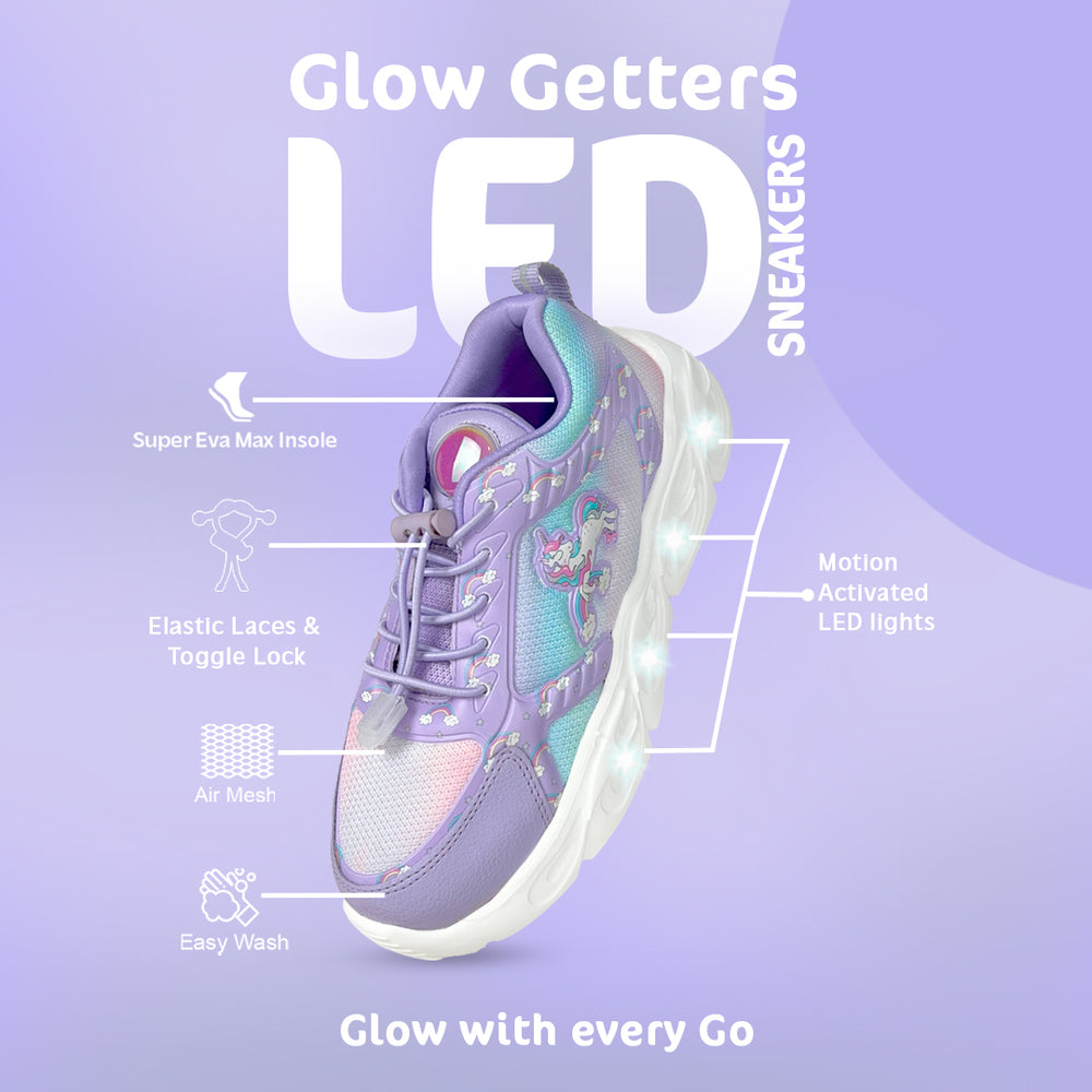 GlowGetters-Girls Unicorn Print Sneakers - Hopits