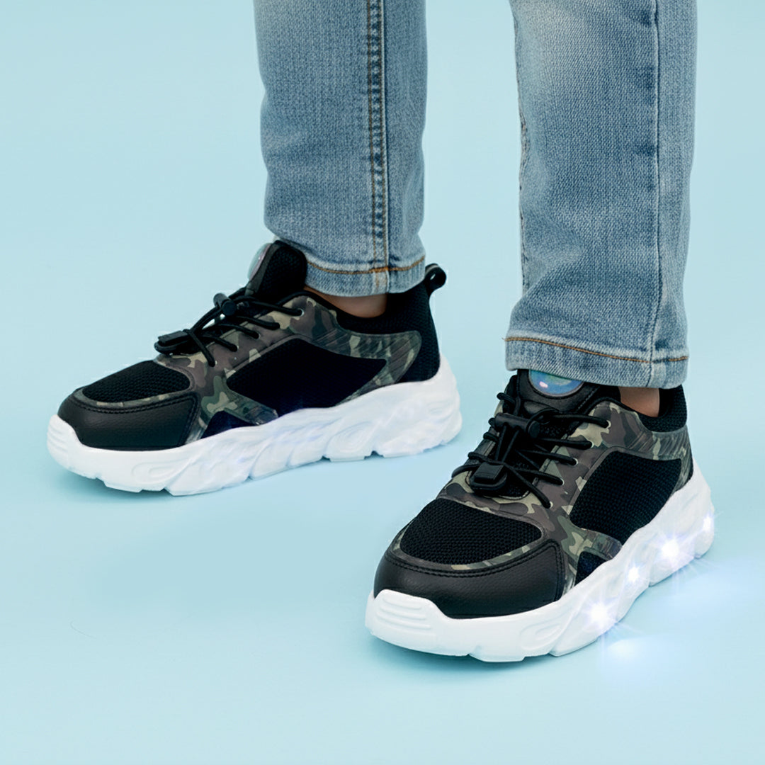 GlowGetters-Boys Black Camo Sneakers - Hopits