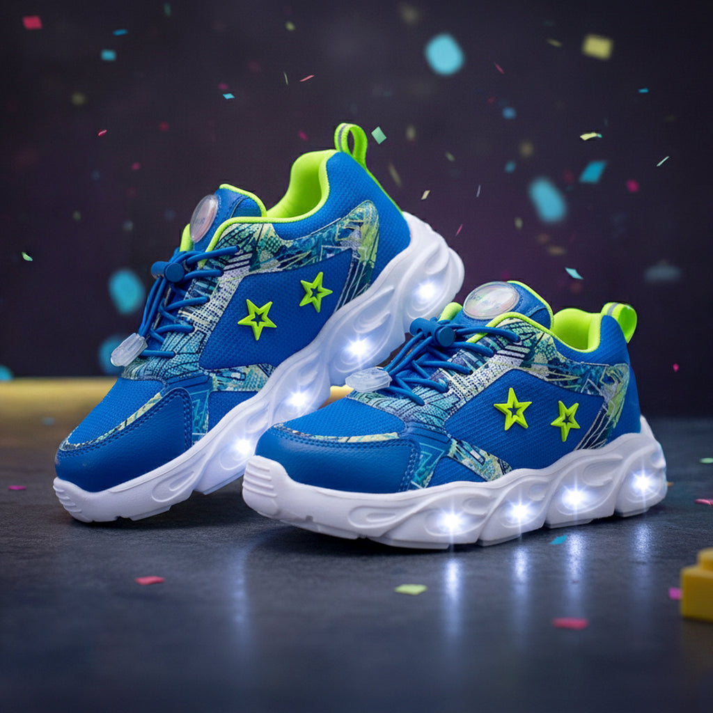 GlowGetters-Kids Boys Royal Blue Abstract Print Sneakers