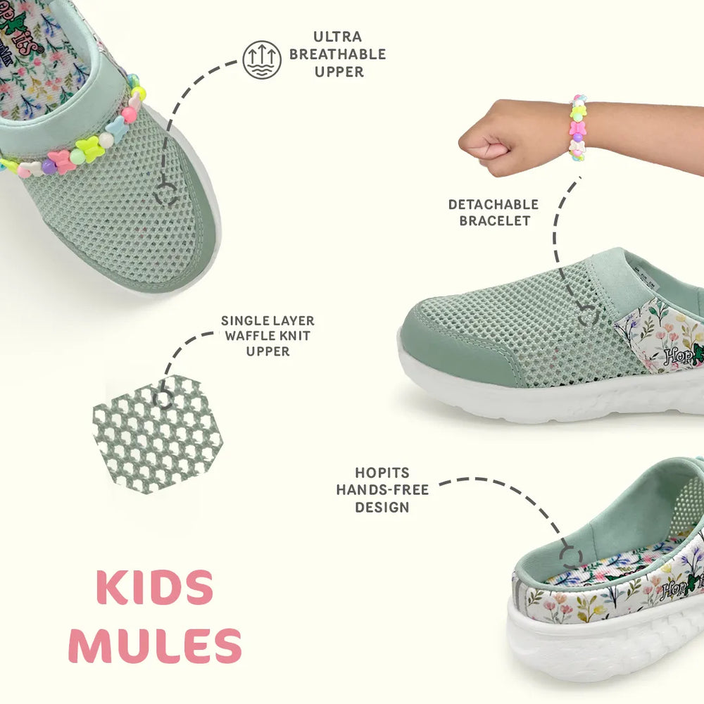 Summer Breeze Girls Sea Green Detachable Friendship Bracelet Slip-On Mule - Hopits