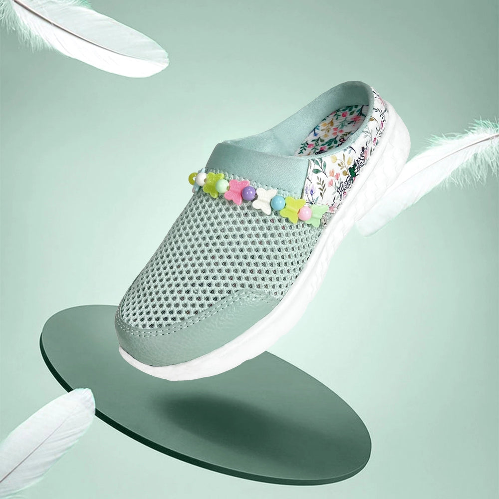 Summer Breeze Girls Sea Green Slip-On Mules