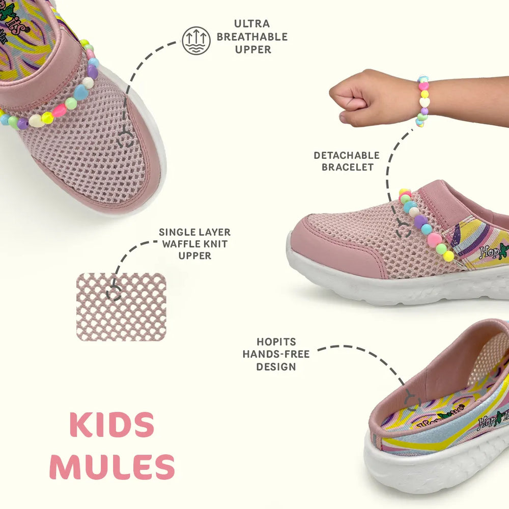 Summer Breeze Girls Peach Detachable Friendship Bracelet Slip-On Mule - Hopits