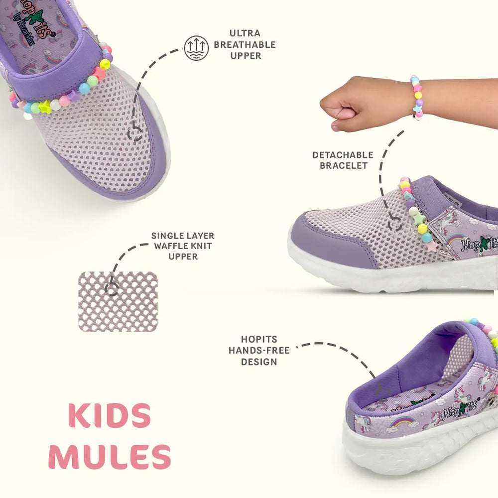 Summer Breeze Girls Lavender Detachable Friendship Bracelet Slip-On Mule - Hopits