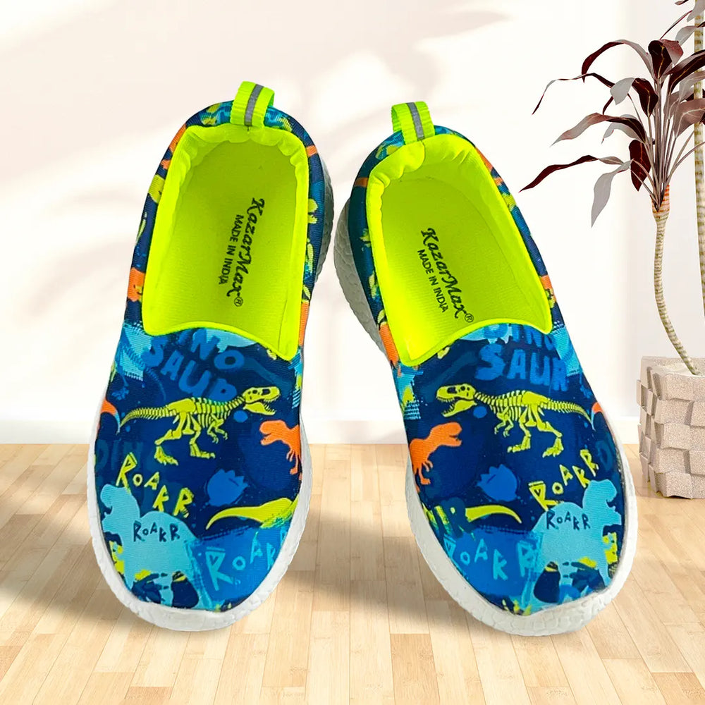 Explorer Boys Blue Neon Dino Loafers