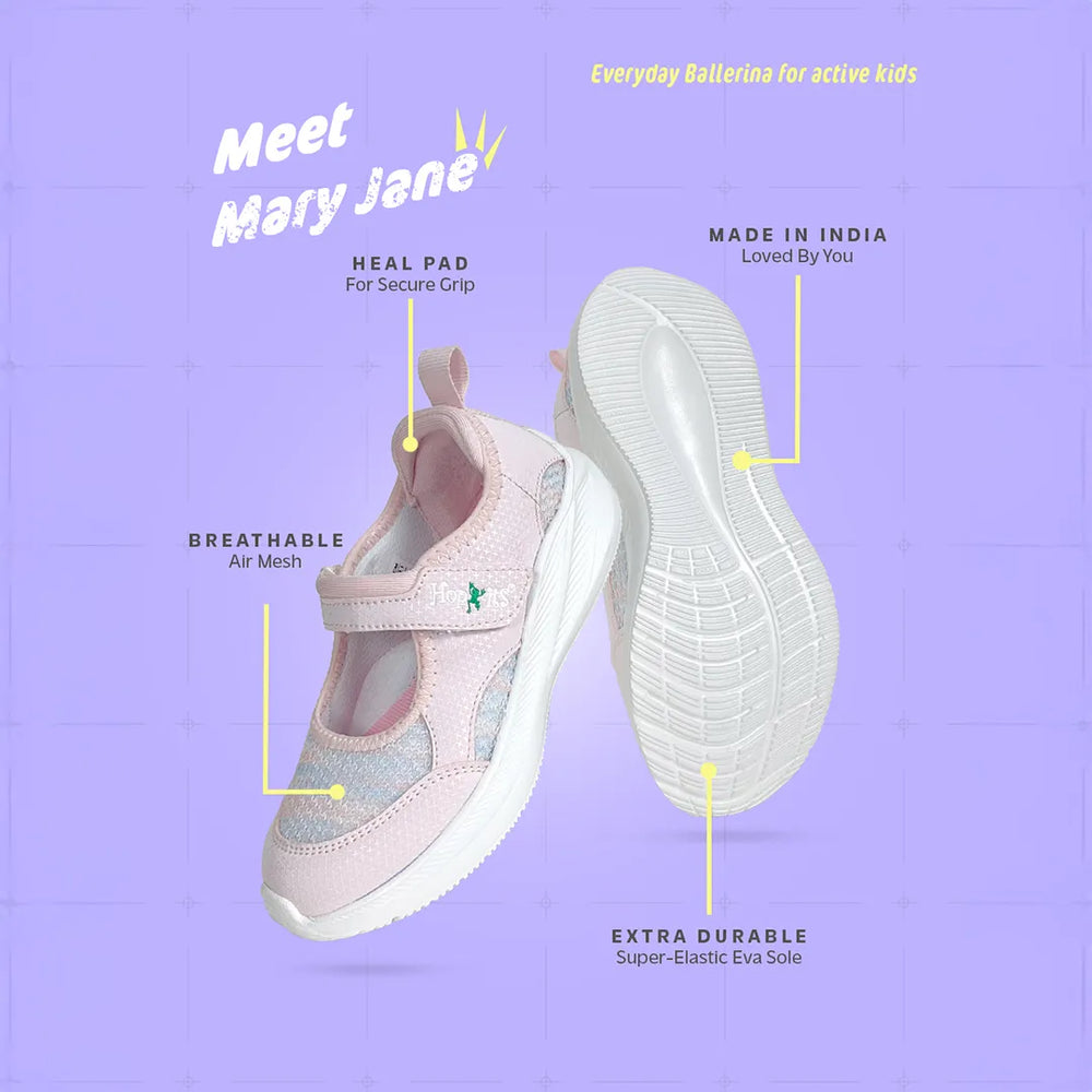 Mary Jane - Girls Light Pink Sporty Ballerina - Hopits