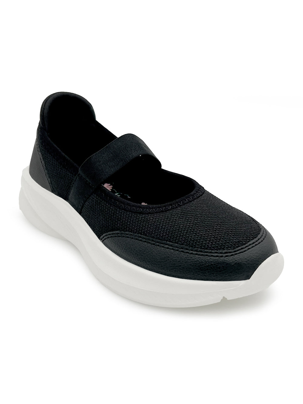 Mary Jane Teen Girls Black Sporty Ballerinas