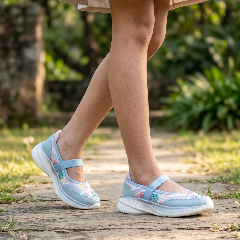 Mary Jane Girls Sea Green Floral Sporty Ballerina Shoes Hopits