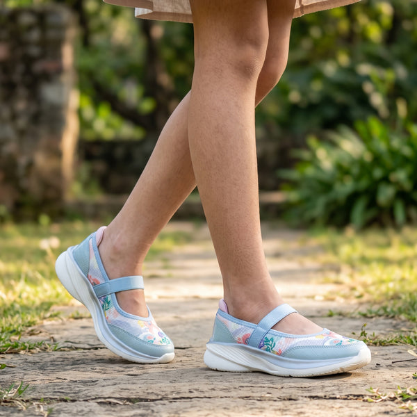 Mary Jane Girls Sea Green Floral Sporty Ballerina Shoes Hopits alternate