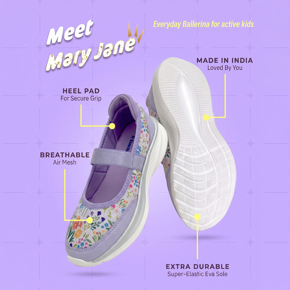 Mary Jane Girls Purple Floral Sporty Ballerina Shoes Hopits