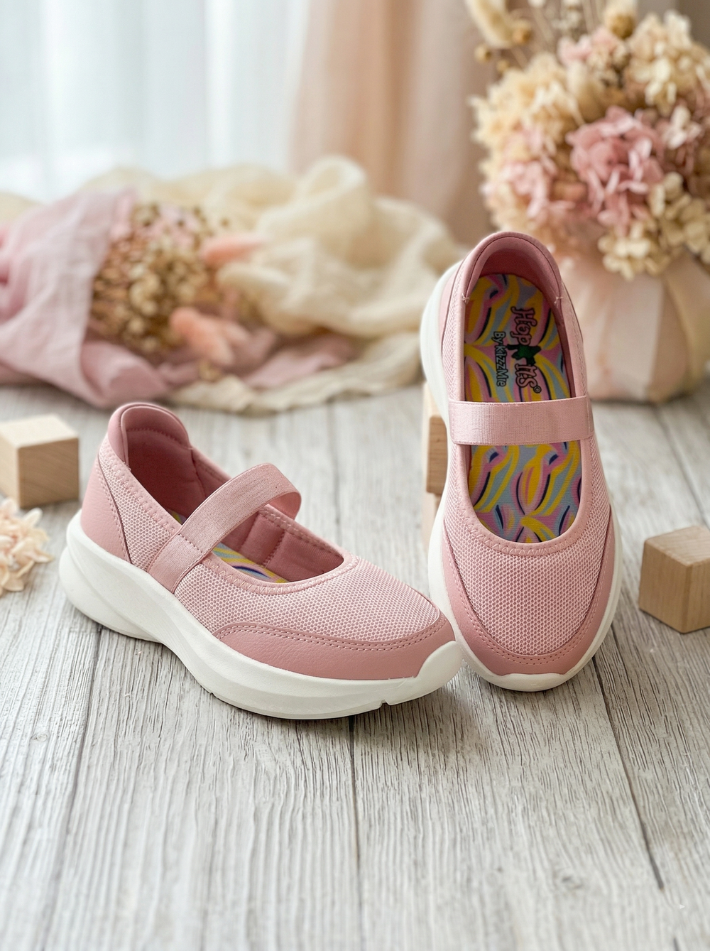 Mary Jane Teen Girls Pink Sporty Ballerinas
