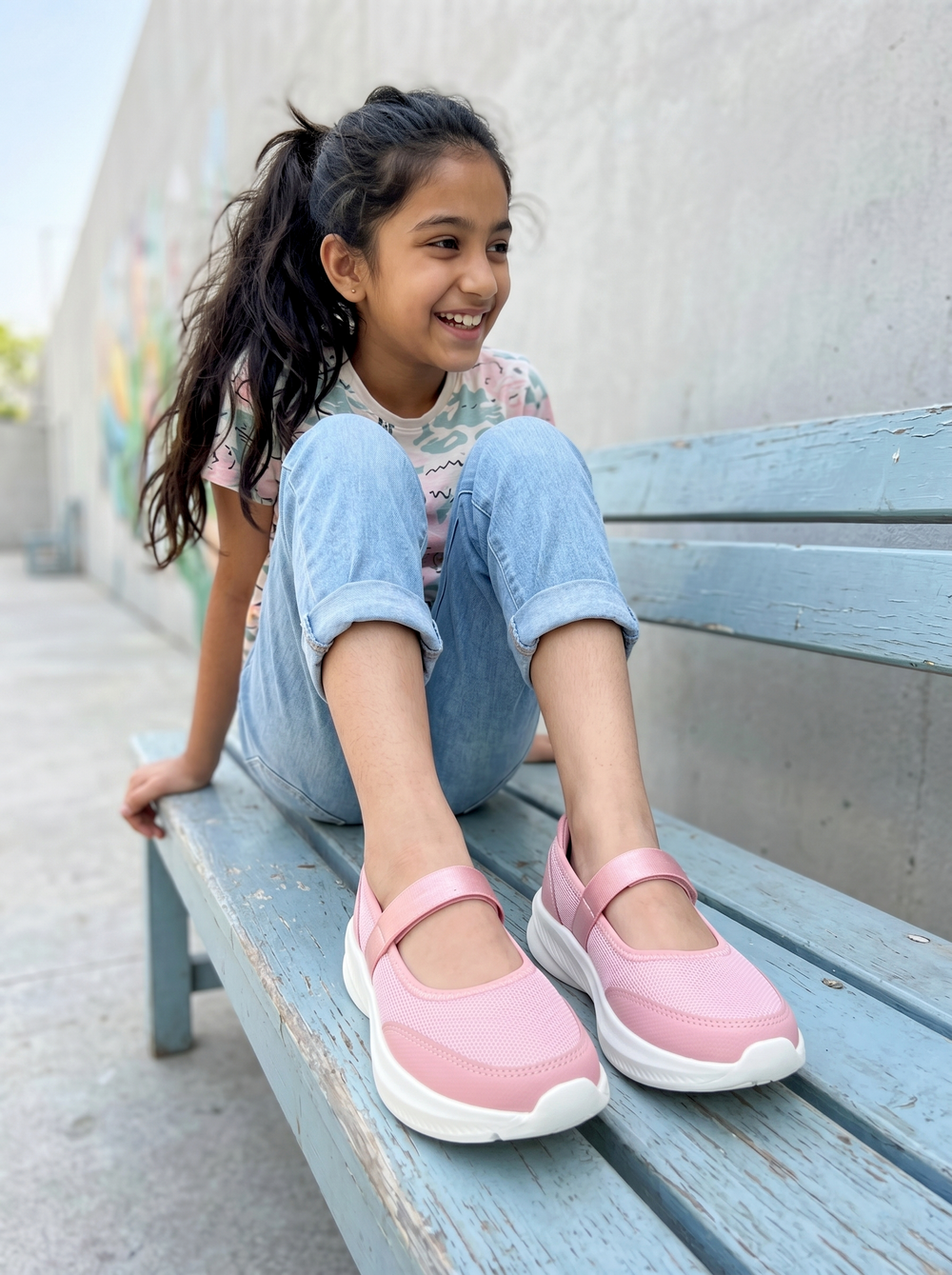Mary Jane Teen Girls Pink Sporty Ballerinas