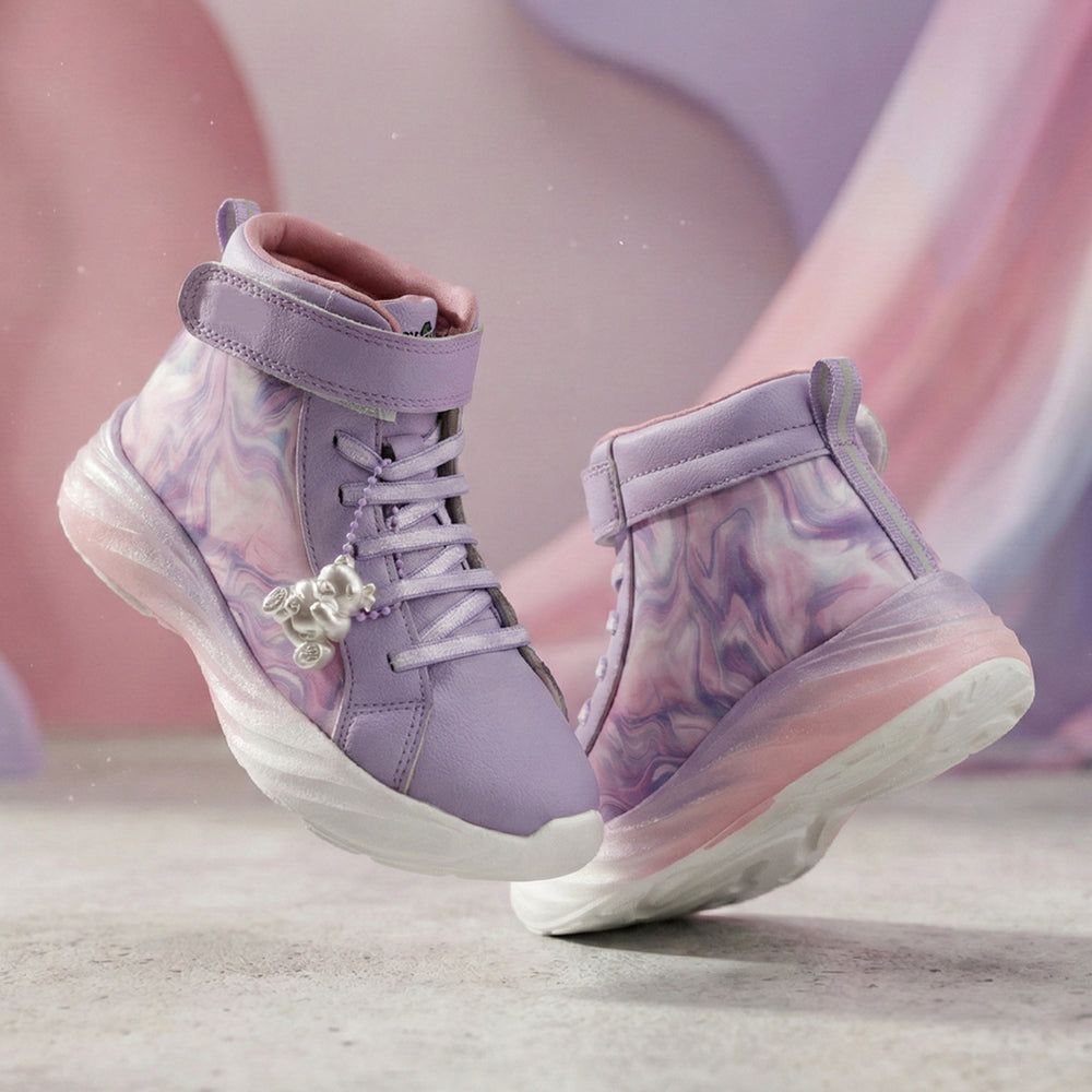 Rise Girls Purple Marble Charms High-Top Sneakers