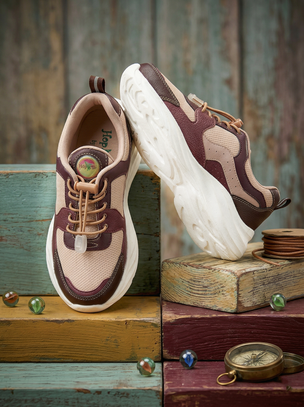 Splash Kicks Boys Brown Snap-Lock Sneakers