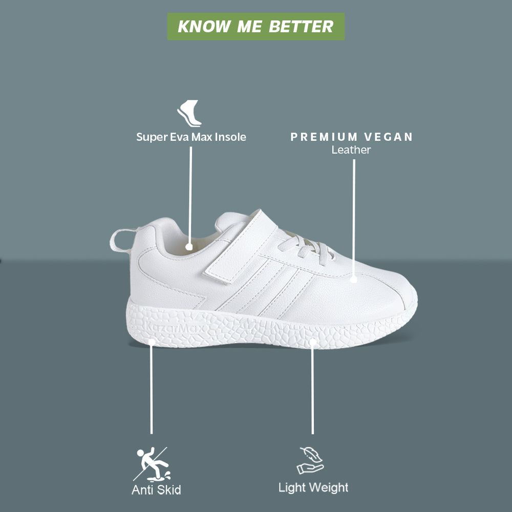 Skudo Kids White Leather School Shoes