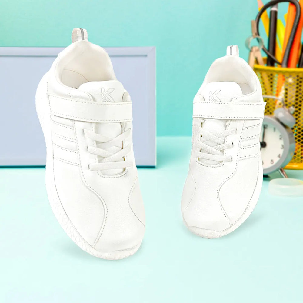 Skudo Kids White Leather School Shoes