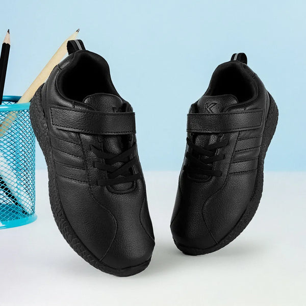 Skudo Kids Black Leather School Shoes