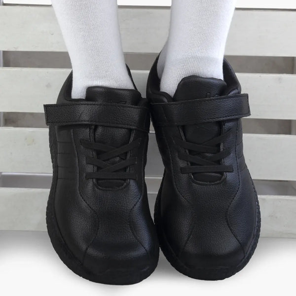 Skudo - Faux Leather Black School Shoes alternate